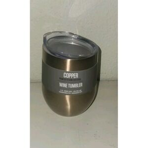 11oz Wine Tumbler Lid Double Wall Stainless Steel Insulated Wine Glass Copper